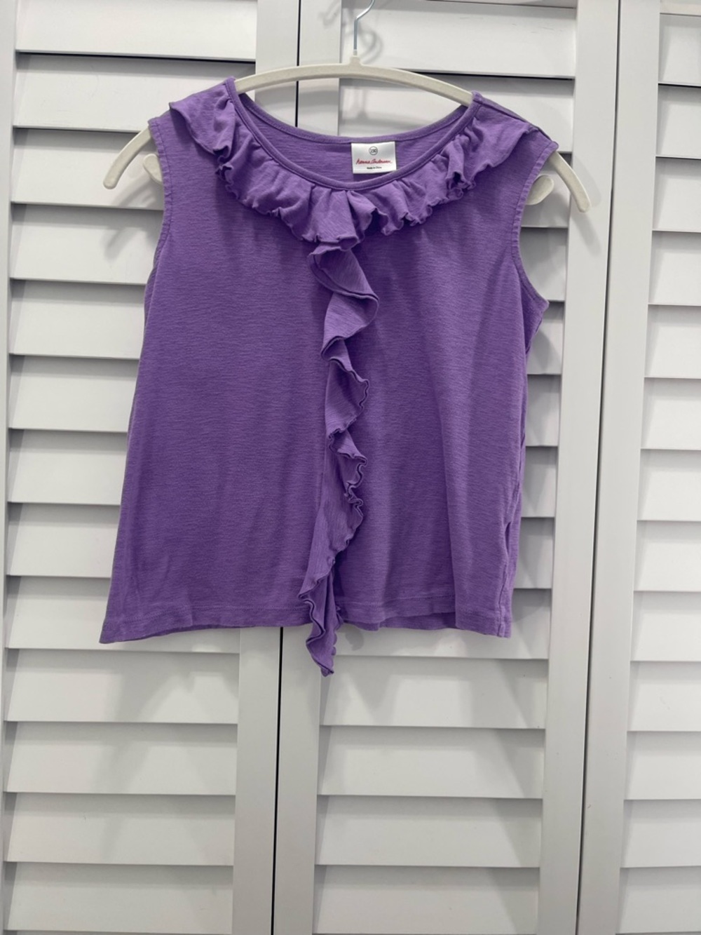 Hanna Anderson Girl’s' Purple Ruffle Front Tank Top - Kids Shirts & Tops